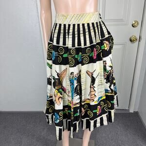 Vintage 50's Faldas Mexico Kent Women's Skirt L Folklore hand painted Cotton Z16